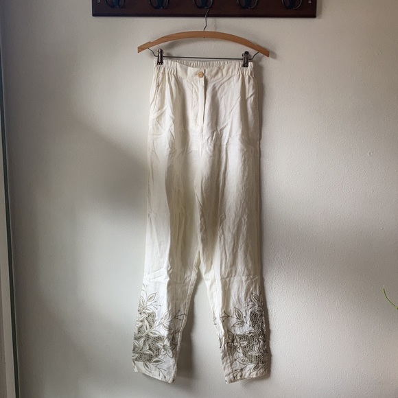 SOLD๐ซ Chasing Unicorns Freedom Now Cutwork Linen Pants sz S - Picture 8 of 17